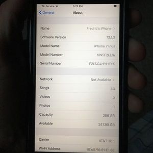 iPhone 7 Plus AT&T with 256 GB excellent condition